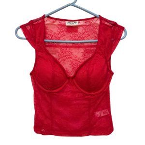 Jolie & Joy Red lace crop top